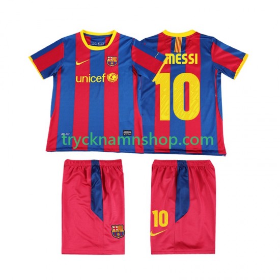 FC Barcelona Lionel Messi 10 2010 2011 Tröja Retro 1:a Matchställ Barn Kortärmad