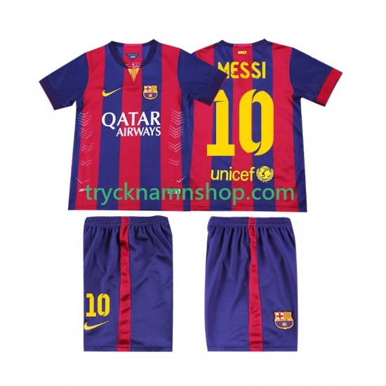 FC Barcelona Lionel Messi 10 2014 2015 Tröja Retro 1:a Matchställ Barn Kortärmad