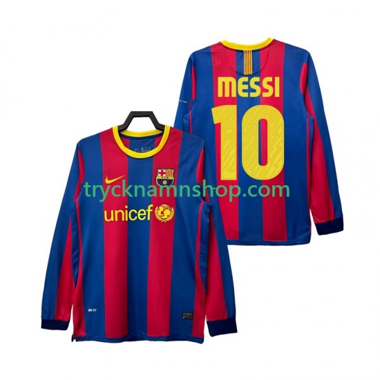 FC Barcelona Lionel Messi 10 2010 2011 Tröja Retro 1:a Matchställ Män Långärmad