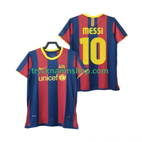 FC Barcelona Lionel Messi 10 2010 2011 Tröja Retro 1:a Matchställ Män Kortärmad