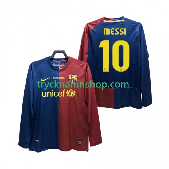 FC Barcelona Lionel Messi 10 Champions League 2008 2009 Tröja Retro 1:a Matchställ Män Långärmad