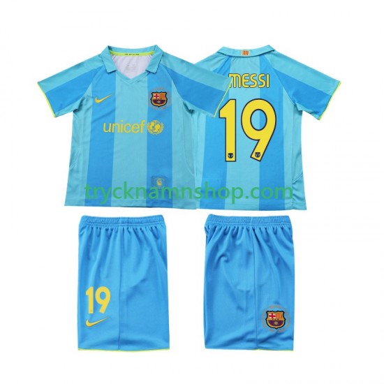 FC Barcelona Lionel Messi 19 2007 2008 Tröja Retro 2:a Matchställ Barn Kortärmad