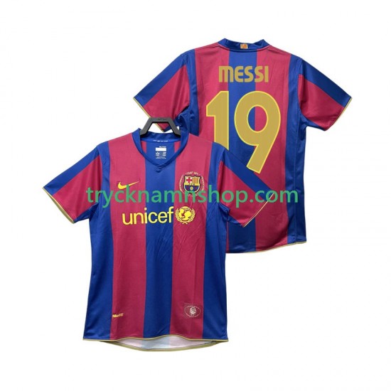 FC Barcelona Lionel Messi 19 2007 2008 Tröja Retro 1:a Matchställ Män Kortärmad