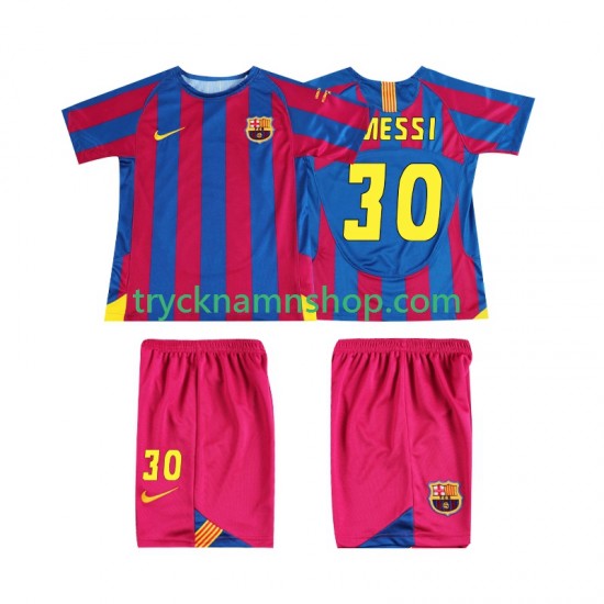 FC Barcelona Lionel Messi 30 Champions League 2005 2006 Tröja Retro 1:a Matchställ Barn Kortärmad
