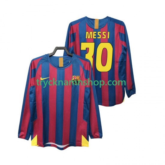 FC Barcelona Lionel Messi 30 2005 2006 Tröja Retro 1:a Matchställ Män Långärmad
