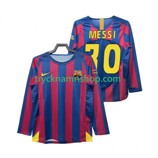 FC Barcelona Lionel Messi 30 Champions League 2005 2006 Tröja Retro 1:a Matchställ Män Långärmad