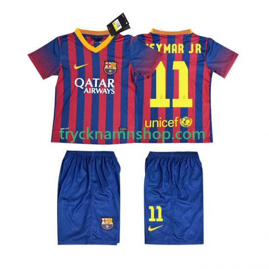 FC Barcelona Neymar JR 11 2013 2014 Tröja Retro 1:a Matchställ Barn Kortärmad
