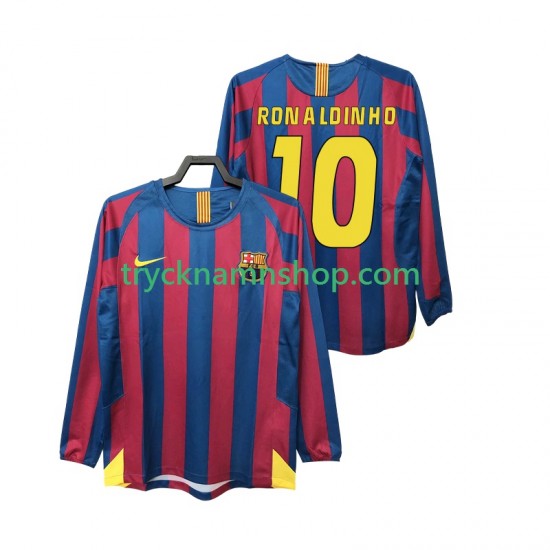 FC Barcelona RONALDINHO 10 2005 2006 Tröja Retro 1:a Matchställ Män Långärmad