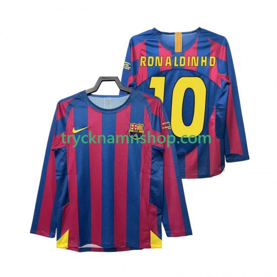 FC Barcelona RONALDINHO 10 Champions League 2005 2006 Tröja Retro 1:a Matchställ Män Långärmad
