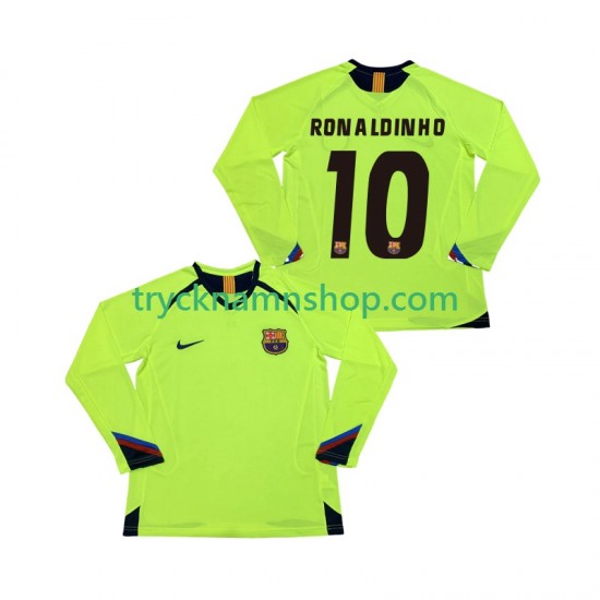 FC Barcelona RONALDINHO 10 2005 2006 Tröja Retro 2:a Matchställ Män Långärmad