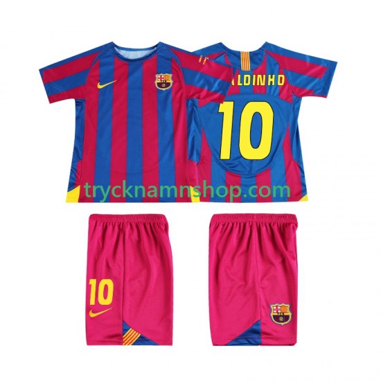 FC Barcelona RONALDINHO 10 Champions League 2005 2006 Tröja Retro 1:a Matchställ Barn Kortärmad