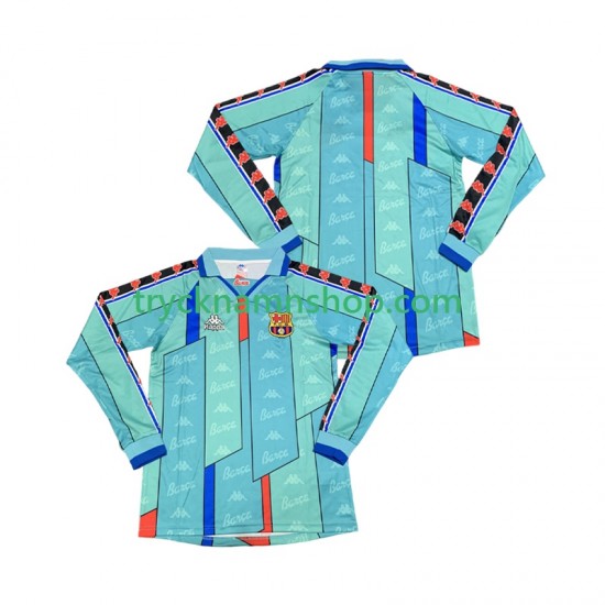 FC Barcelona 1996 1997 Tröja Retro 2:a Matchställ Män Långärmad