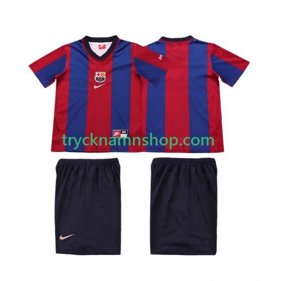 FC Barcelona 1998 1999 Tröja Retro 1:a Matchställ Barn Kortärmad