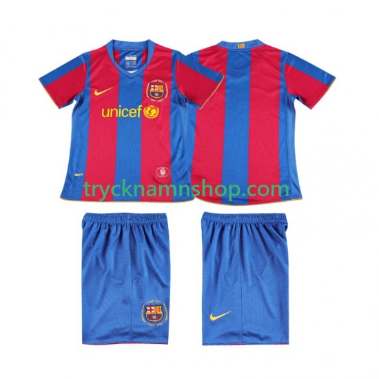 FC Barcelona 2007 2008 Tröja Retro 1:a Matchställ Barn Kortärmad