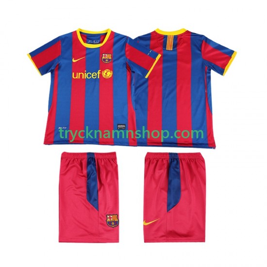 FC Barcelona 2010 2011 Tröja Retro 1:a Matchställ Barn Kortärmad