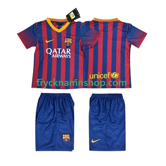 FC Barcelona 2013 2014 Tröja Retro 1:a Matchställ Barn Kortärmad