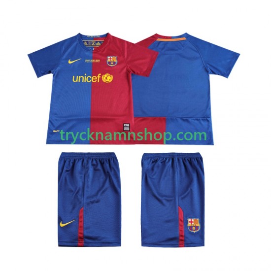 FC Barcelona Champions League 2008 2009 Tröja Retro 1:a Matchställ Barn Kortärmad