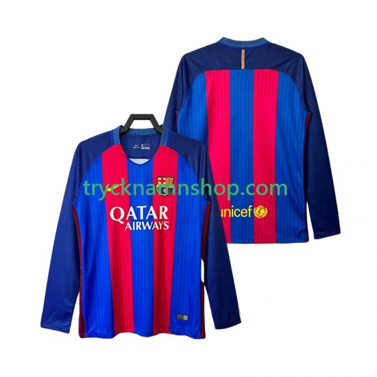 FC Barcelona 2016 2017 Tröja Retro 1:a Matchställ Män Långärmad