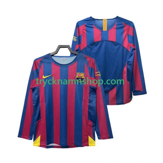FC Barcelona Champions League 2005 2006 Tröja Retro 1:a Matchställ Män Långärmad