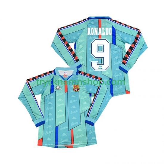 FC Barcelona Ronaldo 9 1996 1997 Tröja Retro 2:a Matchställ Män Långärmad