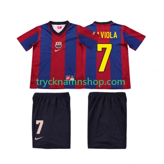 FC Barcelona SAVIOLA 7 1998 1999 Tröja Retro 1:a Matchställ Barn Kortärmad