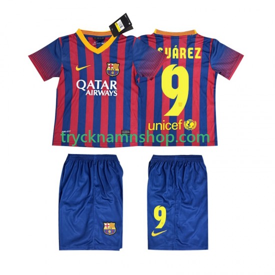 FC Barcelona SUARZE 9 2013 2014 Tröja Retro 1:a Matchställ Barn Kortärmad