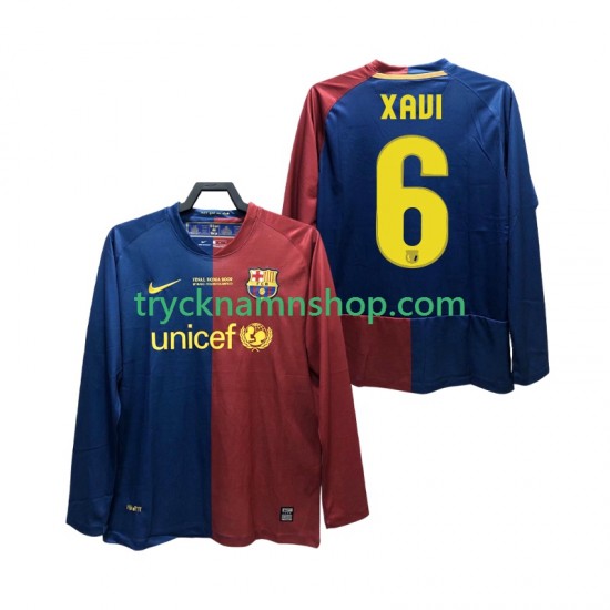 FC Barcelona XAVI 6 Champions League 2008 2009 Tröja Retro 1:a Matchställ Män Långärmad