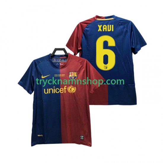 FC Barcelona XAVI 6 Champions League 2008 2009 Tröja Retro 1:a Matchställ Män Kortärmad