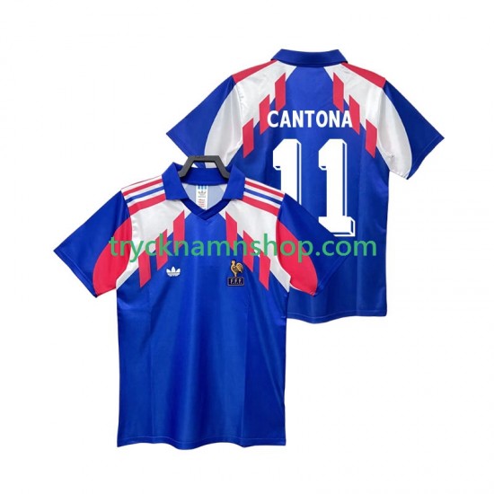 Frankrike CANTONA 11 1990 Tröja Retro 1:a Matchställ Män Kortärmad