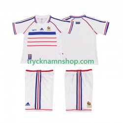 Frankrike 1998 Tröja Retro 2:a Matchställ Barn Kortärmad