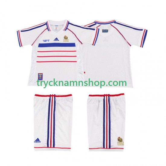 Frankrike 1998 Tröja Retro 2:a Matchställ Barn Kortärmad