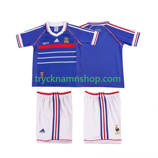 Frankrike 1998 Tröja Retro 1:a Matchställ Barn Kortärmad