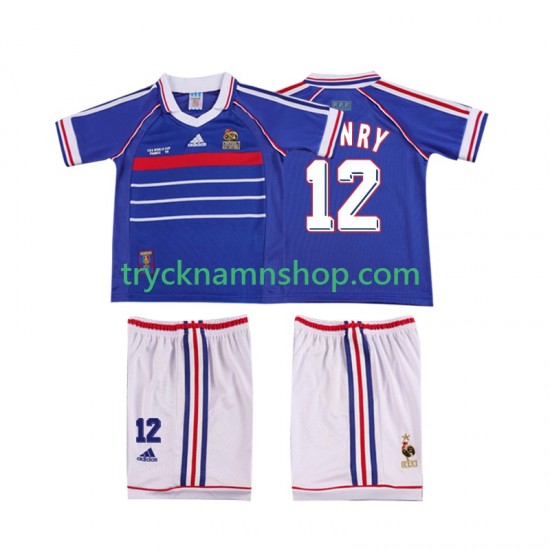 Frankrike Henry 12 1998 Tröja Retro 1:a Matchställ Barn Kortärmad