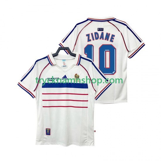 Frankrike ZIDANE 10 1998 Tröja Retro 2:a Matchställ Män Kortärmad