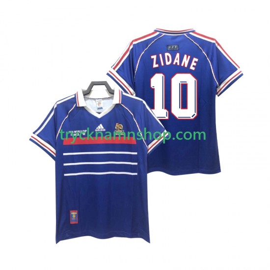 Frankrike ZIDANE 10 1998 Tröja Retro 1:a Matchställ Män Kortärmad