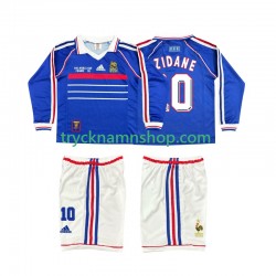 Frankrike ZINANE 10 1998 Tröja Retro 1:a Matchställ Barn Långärmad
