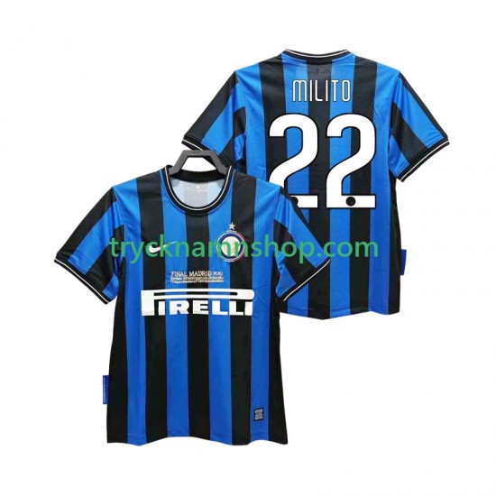 Inter Milan MILITO 22 2009 2010 Tröja Retro 1:a Matchställ Män Kortärmad