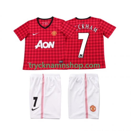 Manchester United BECKHAM 7 2012 2013 Tröja Retro 1:a Matchställ Barn Kortärmad