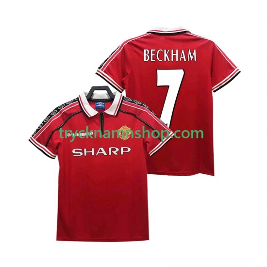 Manchester United BECKHAM 7 1998 1999 Tröja Retro 1:a Matchställ Män Kortärmad