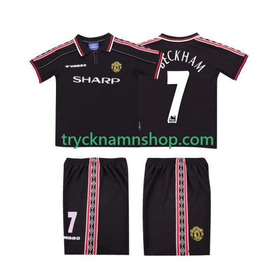 Manchester United Beckham 7 1998 1999 Tröja Retro 2:a Matchställ Barn Kortärmad