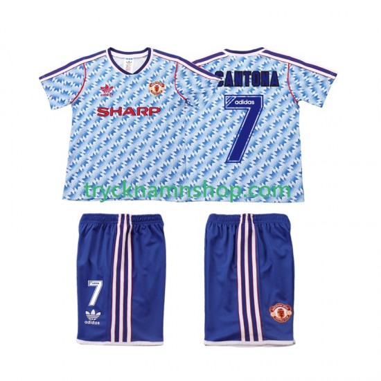 Manchester United CANTONA 7 1990 1992 Tröja Retro 2:a Matchställ Barn Kortärmad
