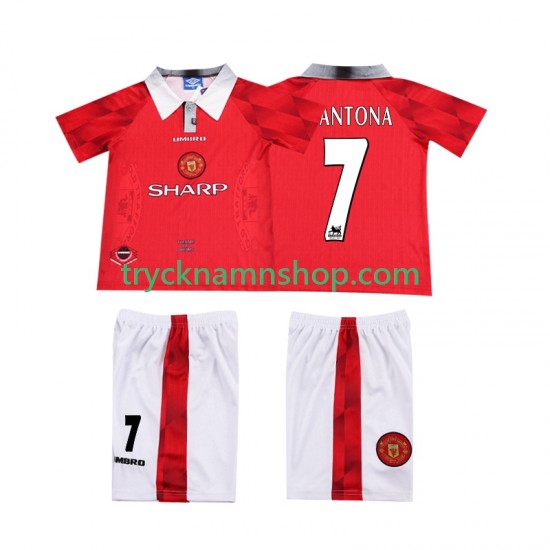 Manchester United CANTONA 7 1996 1997 Tröja Retro 1:a Matchställ Barn Kortärmad