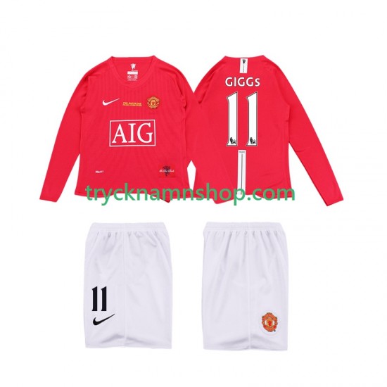 Manchester United GIGGS 11 Premier League 2008 2009 Tröja Retro 1:a Matchställ Barn Långärmad