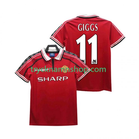 Manchester United GIGGS 11 1998 1999 Tröja Retro 1:a Matchställ Män Kortärmad