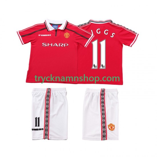 Manchester United Giggs 11 1998 1999 Tröja Retro 1:a Matchställ Barn Kortärmad