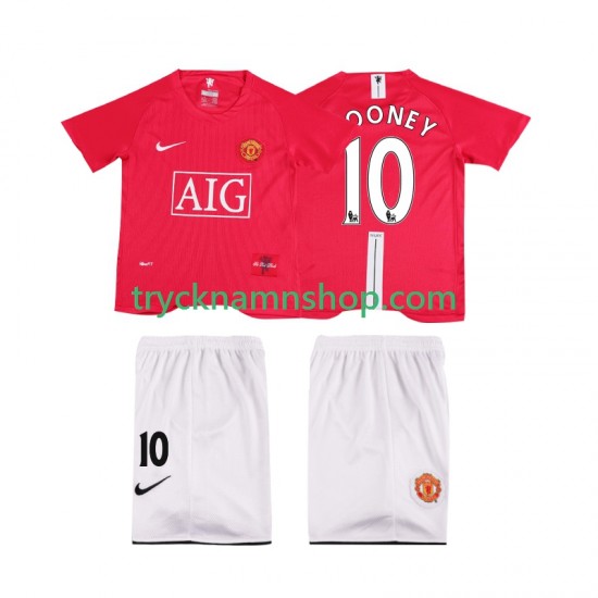 Manchester United ROONEY 10 Premier League 2007 2008 Tröja Retro 1:a Matchställ Barn Kortärmad