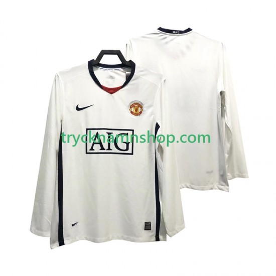Manchester United Premier League 2008 2009 Tröja Retro 2:a Matchställ Män Långärmad