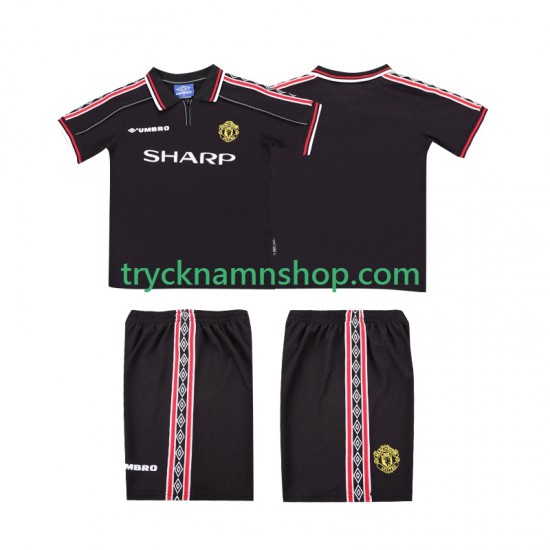 Manchester United 1998 1999 Tröja Retro 2:a Matchställ Barn Kortärmad