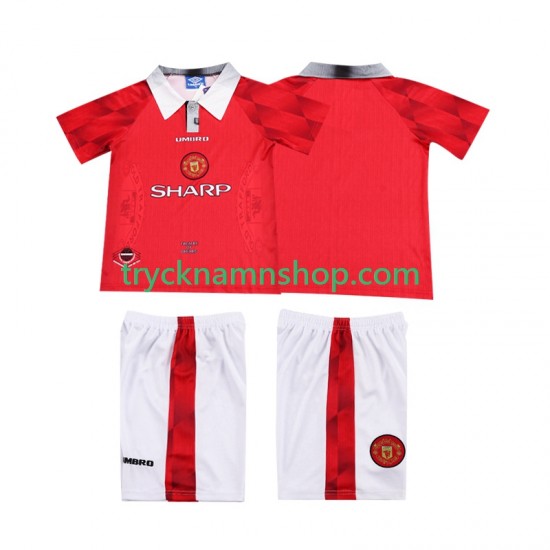 Manchester United 1996 1997 Tröja Retro 1:a Matchställ Barn Kortärmad