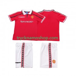 Manchester United 1998 1999 Tröja Retro 1:a Matchställ Barn Kortärmad